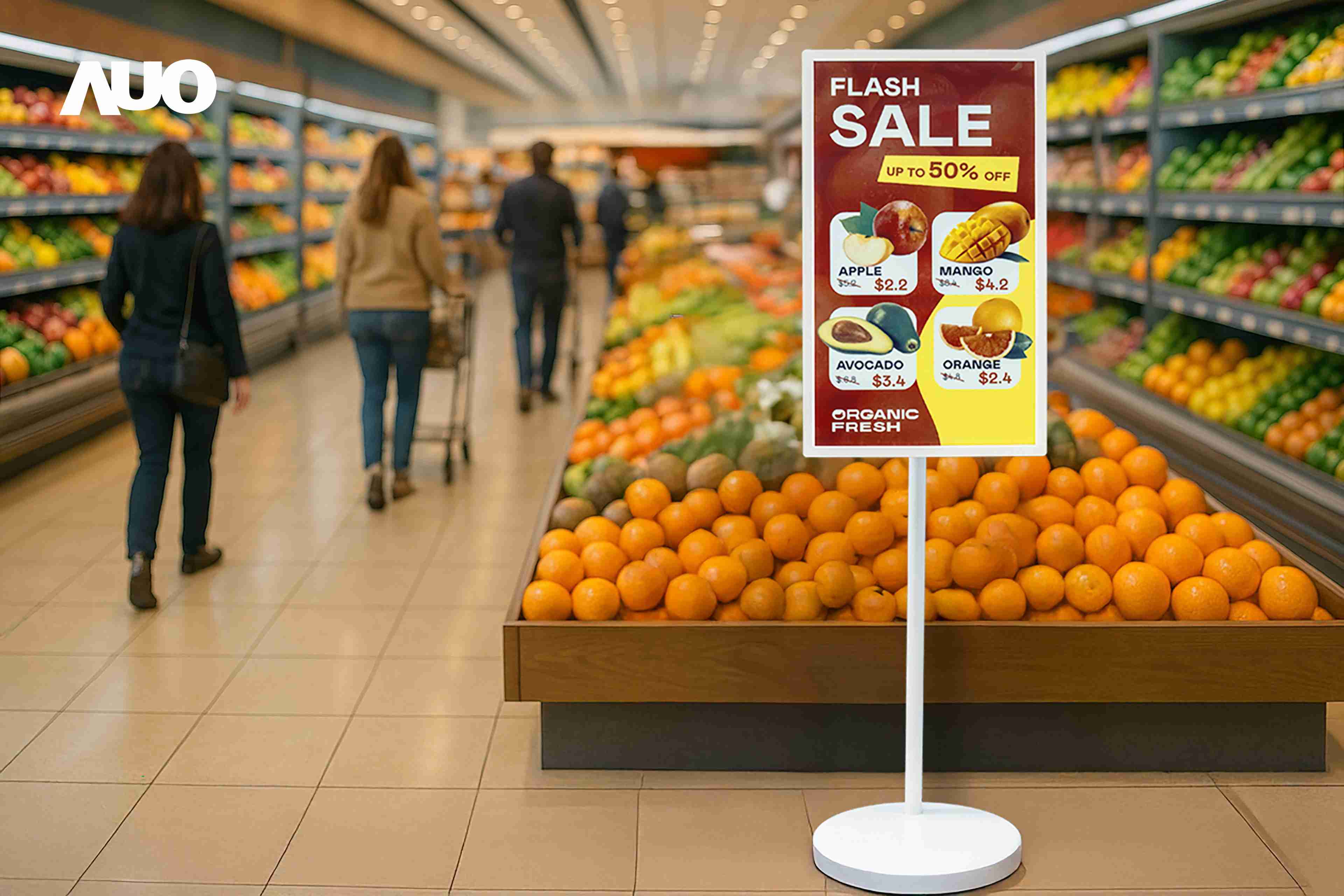 达擎首亮相低功耗、、、、全彩的〝aecoPost电子纸解决方案〞，，，，仅在更新画面时需要微量的电力驱动，，无需布建电线的便捷设计，，使其可灵活应用、、随意置放，，，，并可透过云端或行动装置app，，，轻松管理及排程广告内容，，晋升店头营销利器。。。。